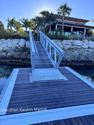 Marine Aluminum Gangway with Marine-grade Aluminum Alloy 6061 T6, 1.1m Height Handrails, and WPC Decking for Floating Dock Access